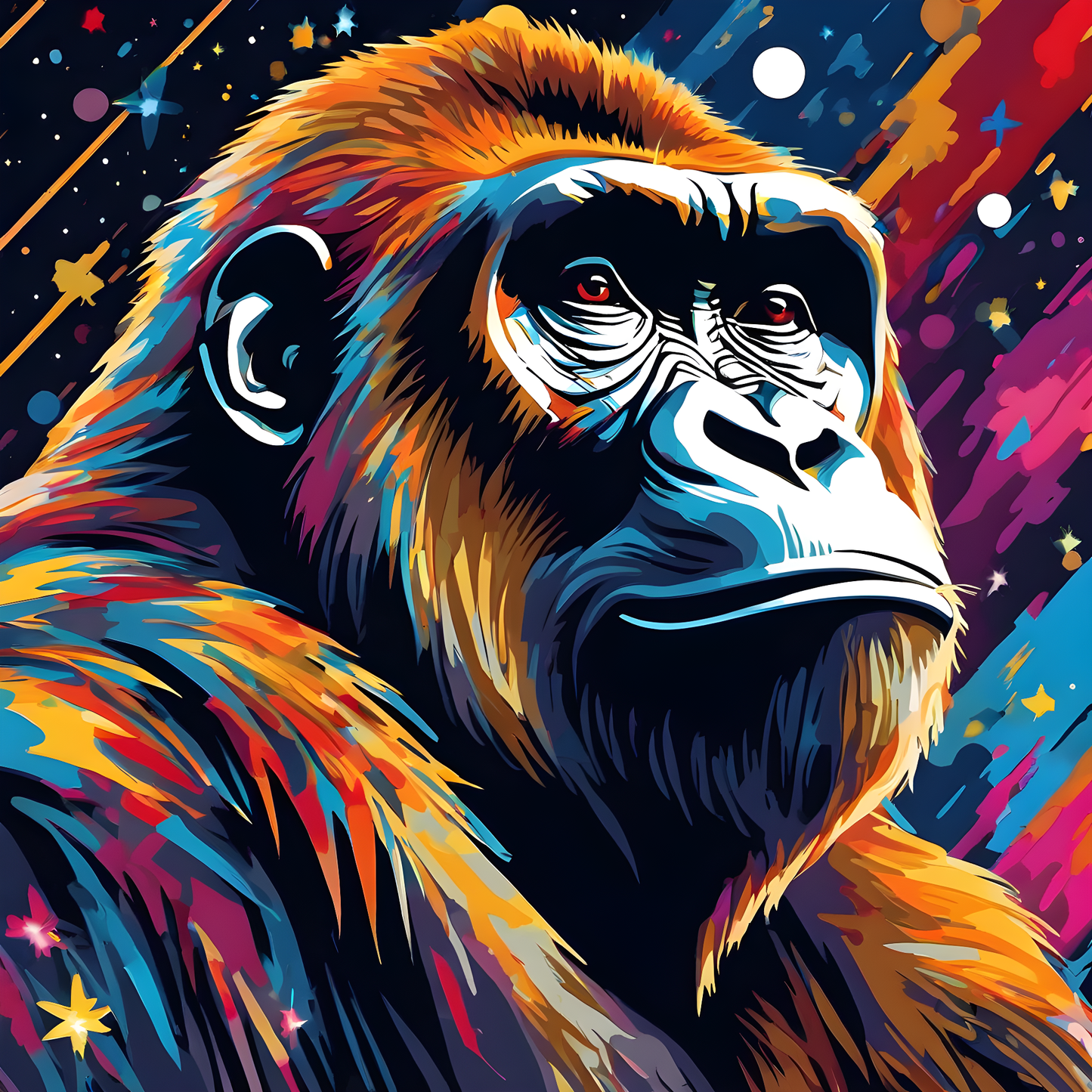 Grumpy Gorilla Starry Night PD (10) - Van-Go Paint-By-Number Kit