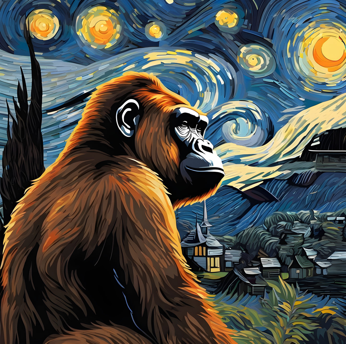 Grumpy Gorilla Starry Night PD (4) - Van-Go Paint-By-Number Kit