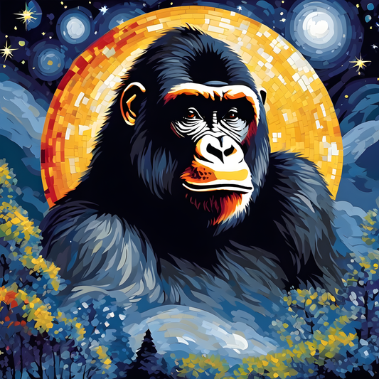 Grumpy Gorilla Starry Night PD (11) - Van-Go Paint-By-Number Kit