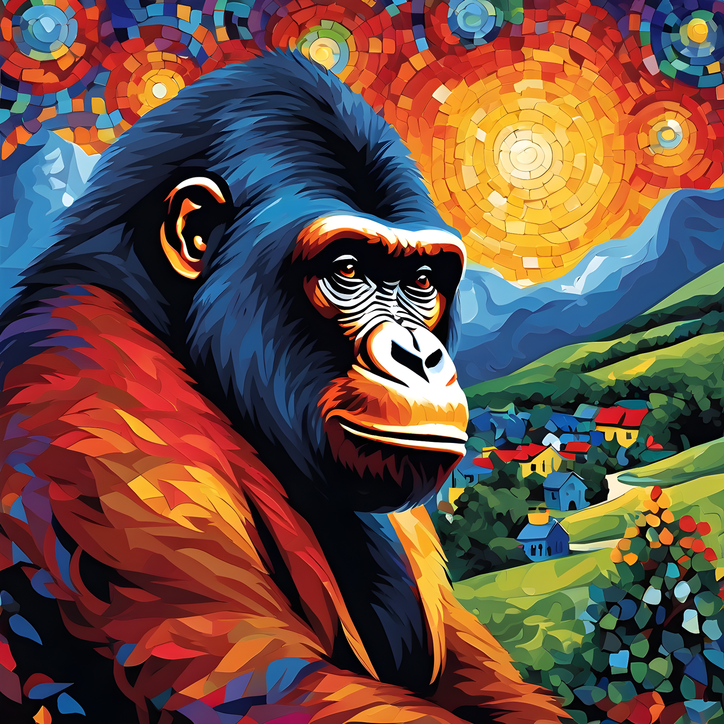 Grumpy Gorilla Starry Night PD (5) - Van-Go Paint-By-Number Kit