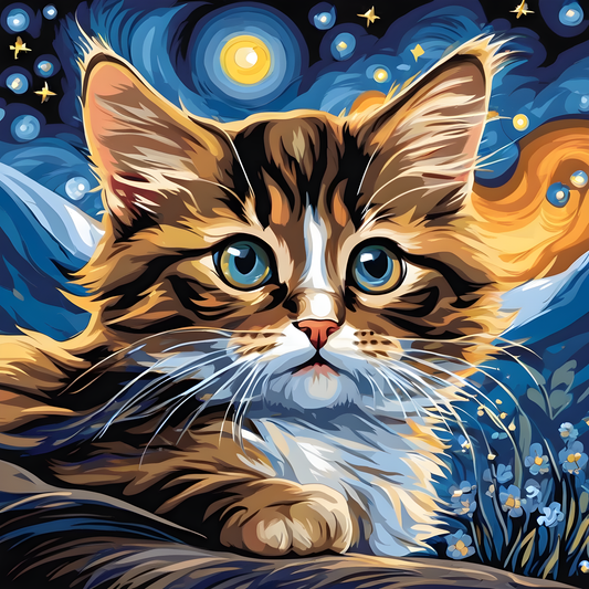Grumpy Kitten Starry Night PD (1) - Van-Go Paint-By-Number Kit