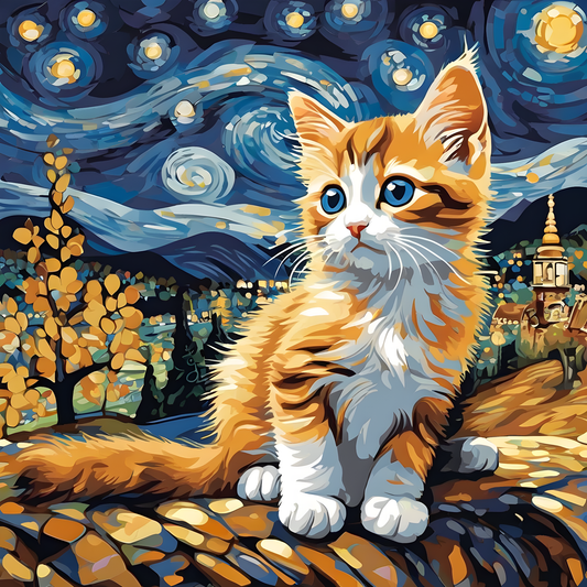 Grumpy Kitten Starry Night PD (2) - Van-Go Paint-By-Number Kit
