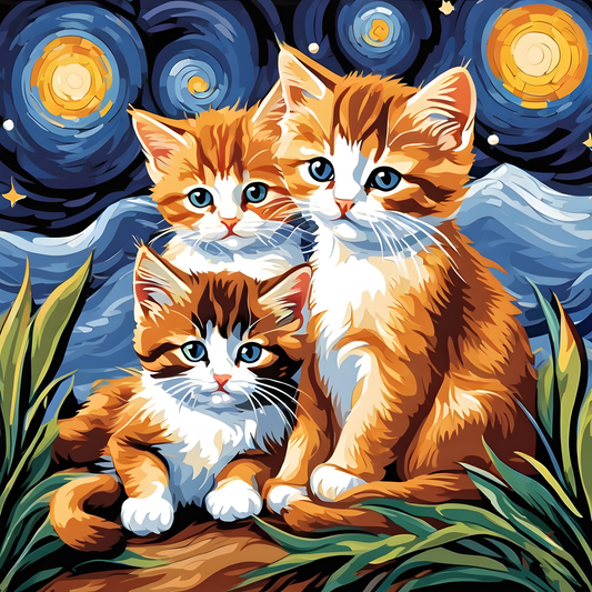 Grumpy Kittens Starry Night (10) PD - Van-Go Paint-By-Number Kit