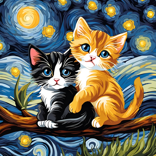 Grumpy Kittens Starry Night (9) PD - Van-Go Paint-By-Number Kit
