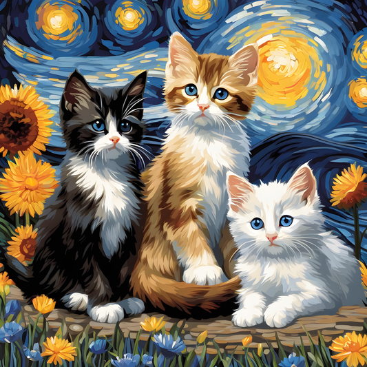 Grumpy Kitten Starry Night (7) PD - Van-Go Paint-By-Number Kit