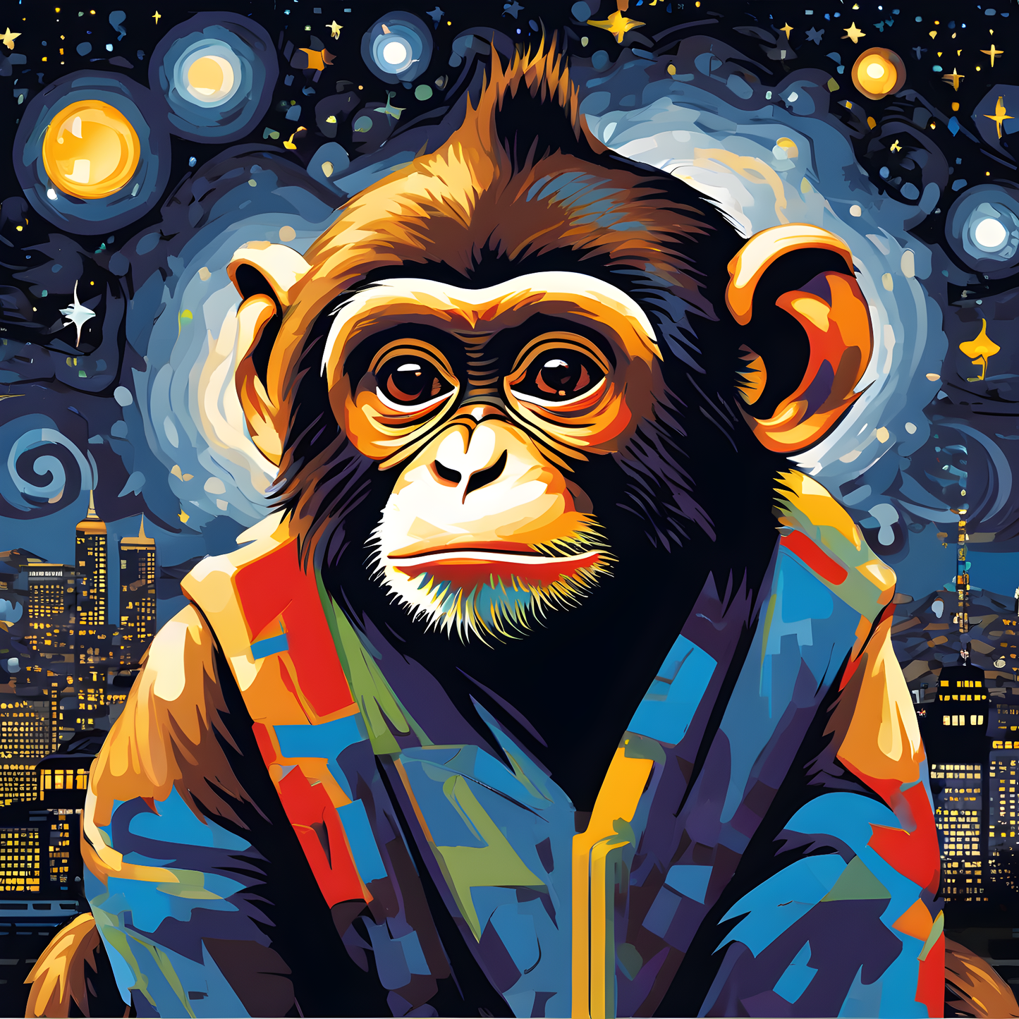 Grumpy Monkey Starry Night PD (4) - Van-Go Paint-By-Number Kit