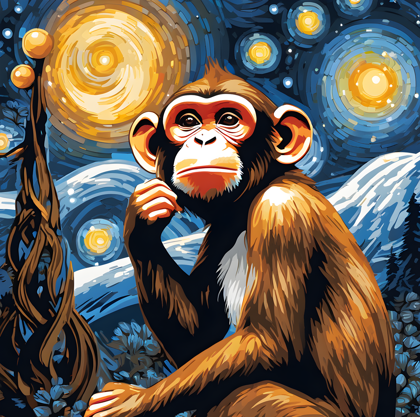 Grumpy Monkey Starry Night PD (7) - Van-Go Paint-By-Number Kit