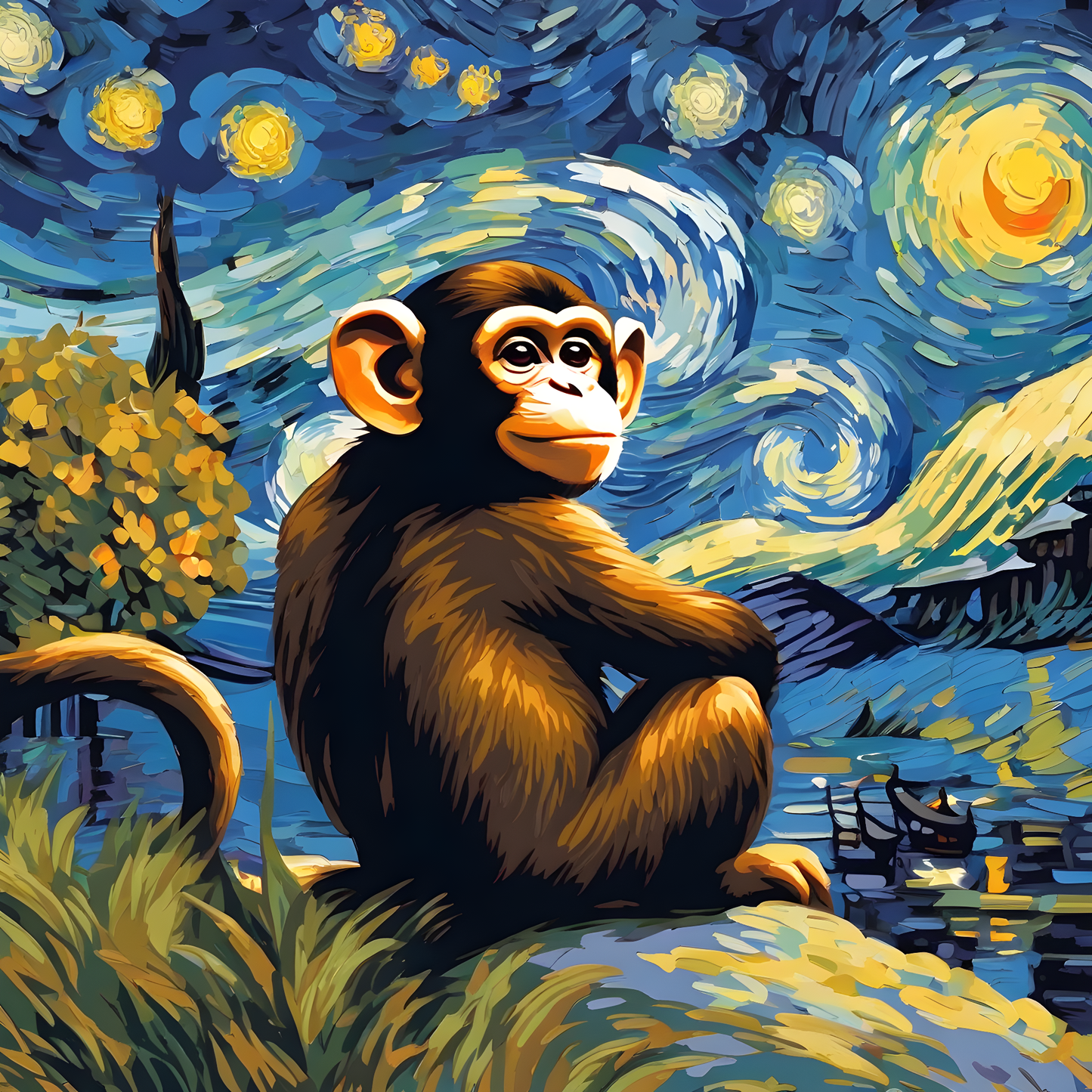Grumpy Monkey Starry Night PD (5) - Van-Go Paint-By-Number Kit