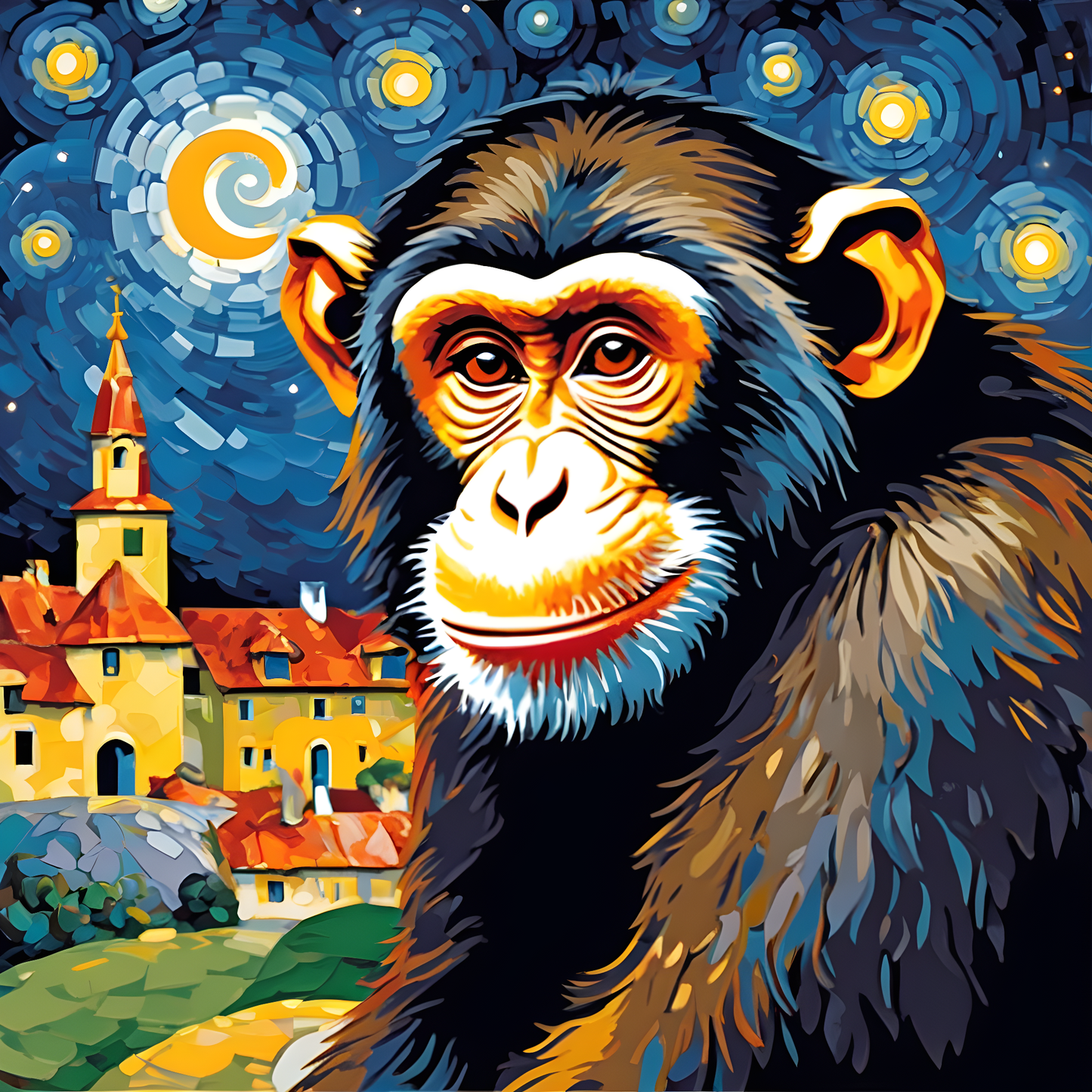 Grumpy Monkey Starry Night PD (6) - Van-Go Paint-By-Number Kit