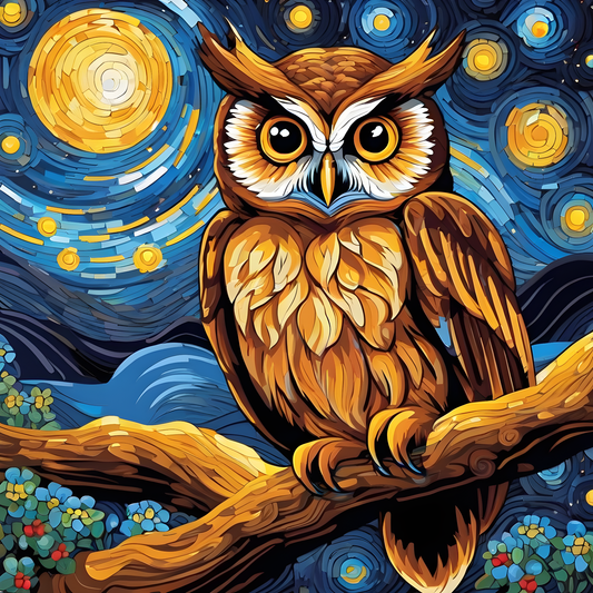 Grumpy Owl Starry Night PD (4) - Van-Go Paint-By-Number Kit