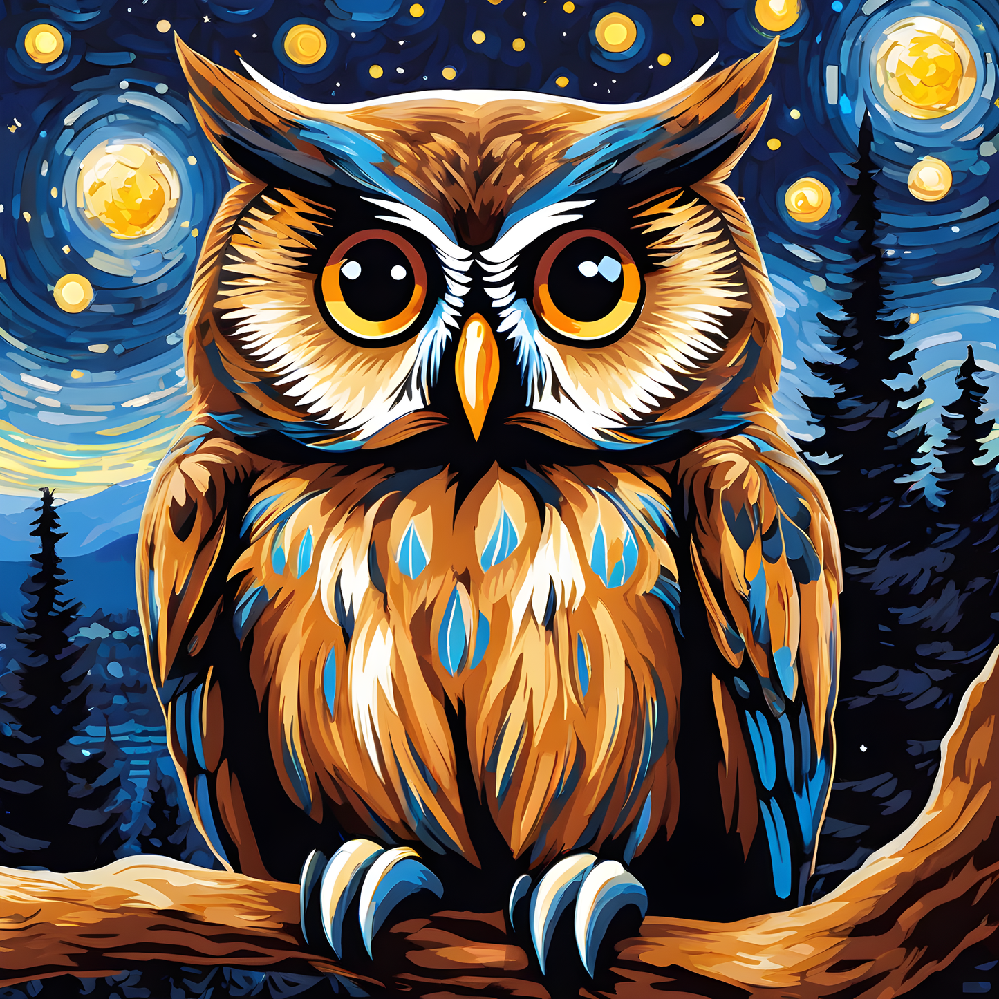 Grumpy Owl Starry Night PD (1) - Van-Go Paint-By-Number Kit