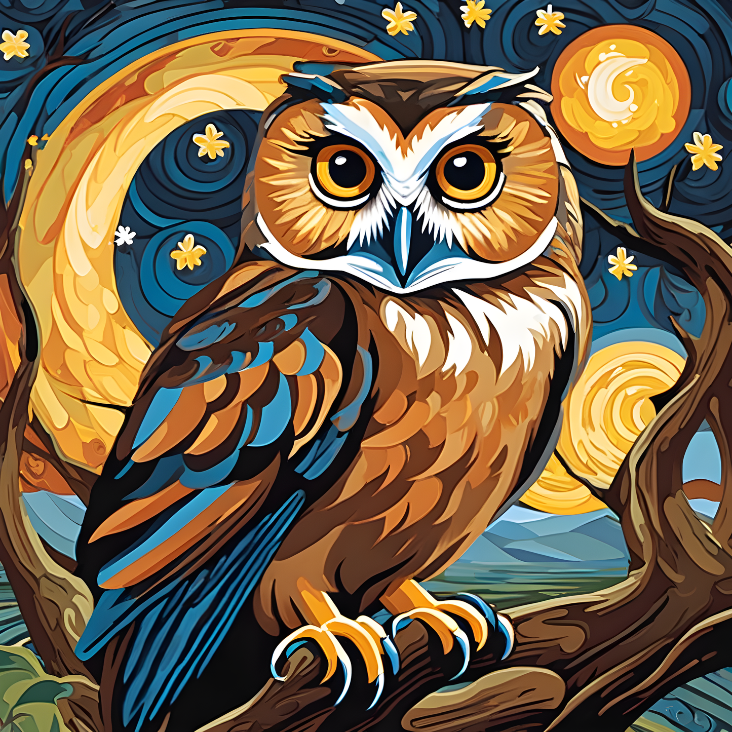 Grumpy Owl Starry Night PD (2) - Van-Go Paint-By-Number Kit