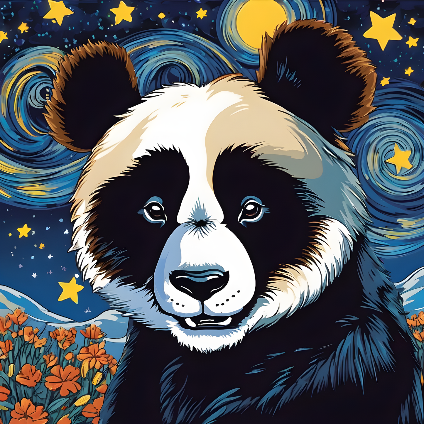 Grumpy Panda Starry Night PD (5) - Van-Go Paint-By-Number Kit