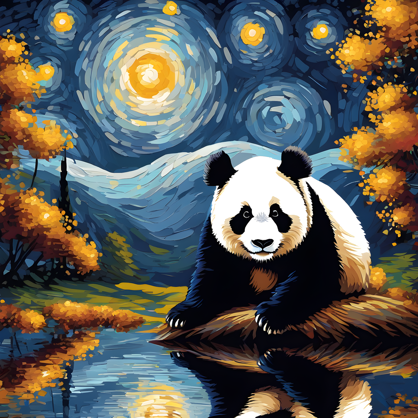 Grumpy Panda Starry Night PD (1) - Van-Go Paint-By-Number Kit