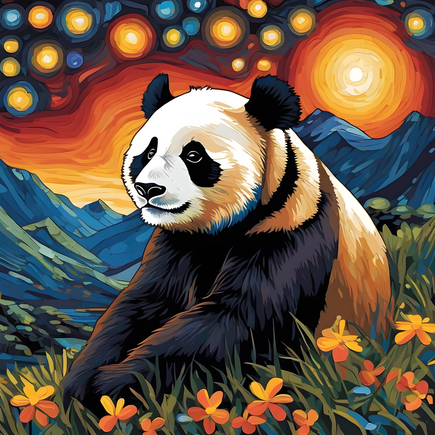 Grumpy Panda Starry Night PD (3) - Van-Go Paint-By-Number Kit