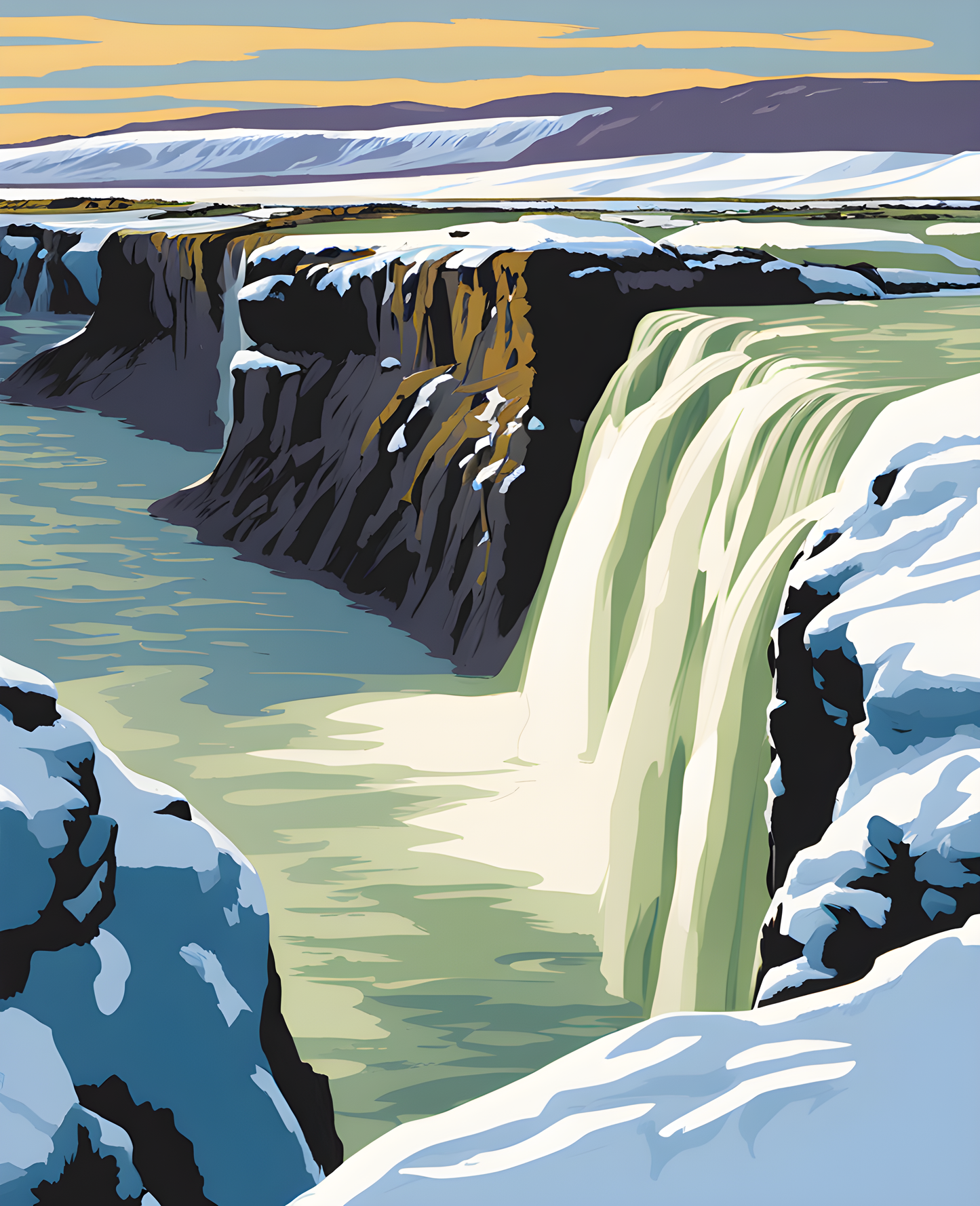 Iceland Collection PD (29) - Gullfoss Waterfall - Van-Go Paint-By-Number Kit