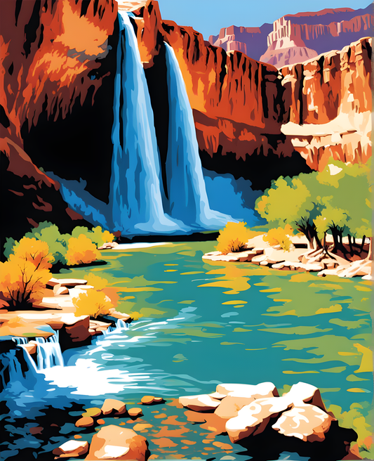 Havasupai Falls, Grand Canyon Arizona PD - Van-Go Paint-By-Number Kit