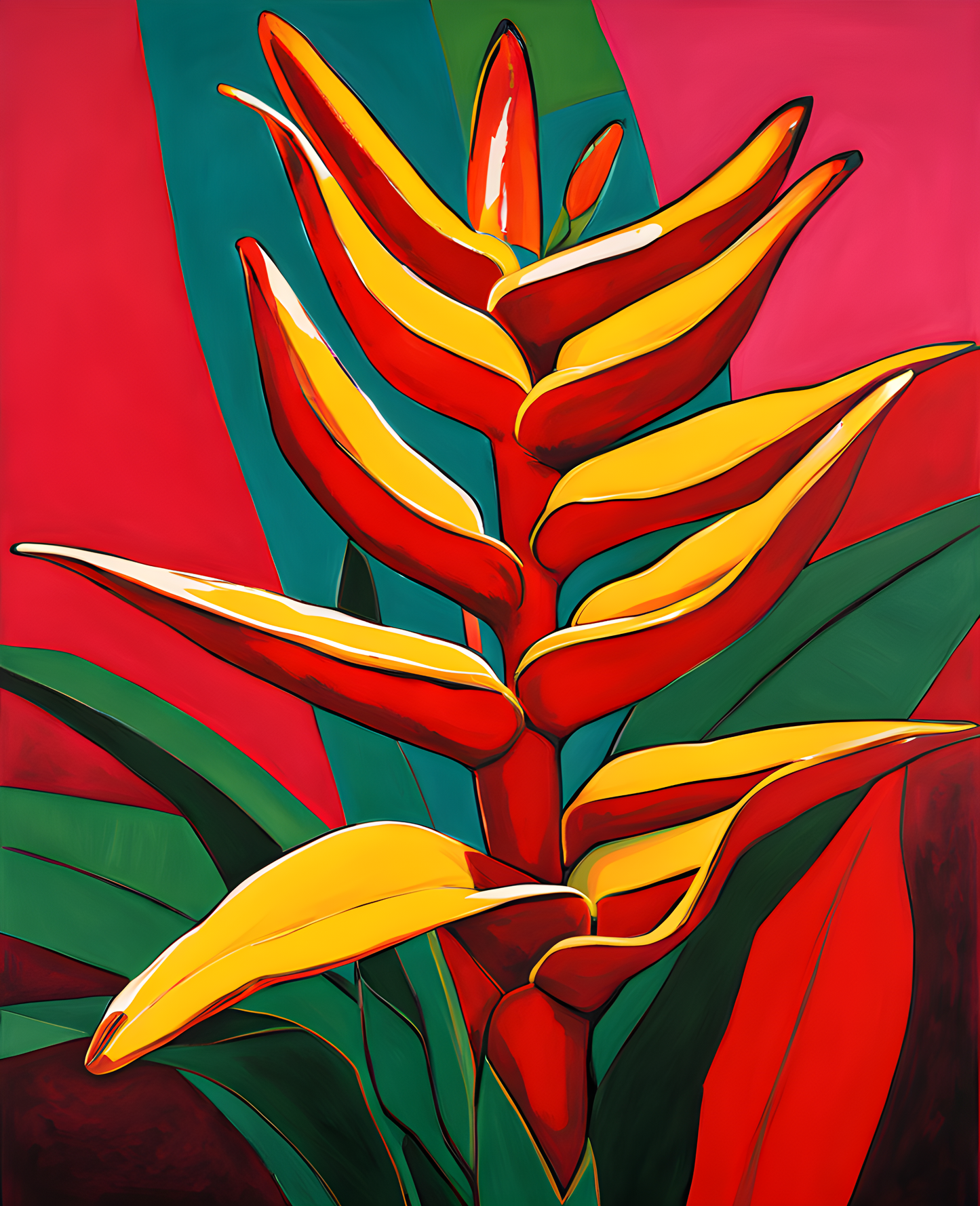 Exotic Flowers Collection (3) - Heliconia Flower - Van-Go Paint-By-Number Kit