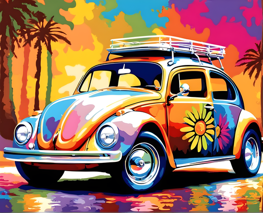 Hippie Beetle (PD) - Van-Go Paint-By-Number Kit