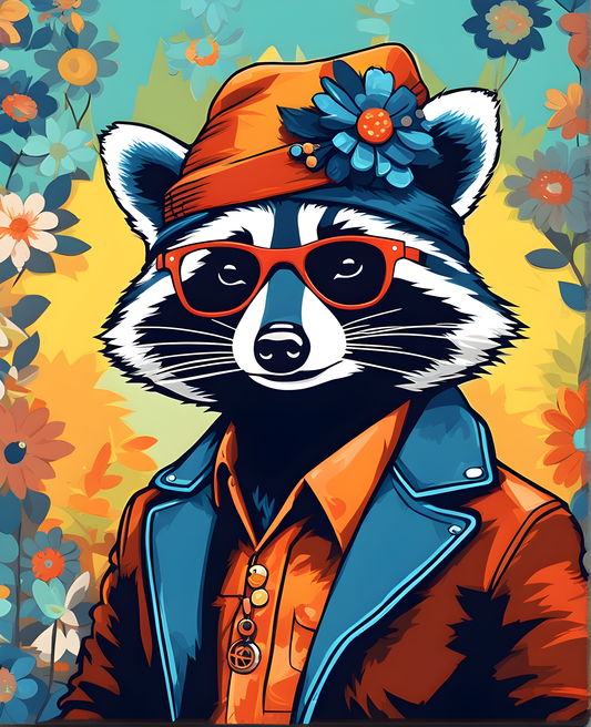 Hippie Raccoon PD (1) - Van-Go Paint-By-Number Kit