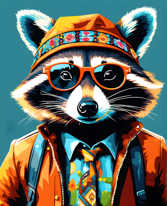 Hippie Raccoon (5) - Van-Go Paint-By-Number Kit