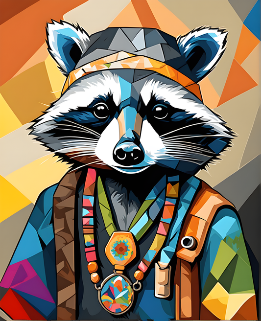Hippie Raccoon (2) - Van-Go Paint-By-Number Kit