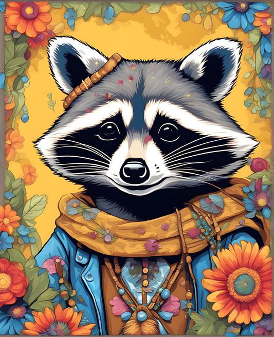 Hippie Raccoon (4) - Van-Go Paint-By-Number Kit