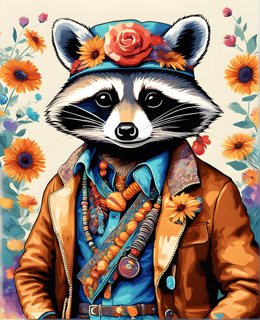 Hippie Raccoon (3) - Van-Go Paint-By-Number Kit