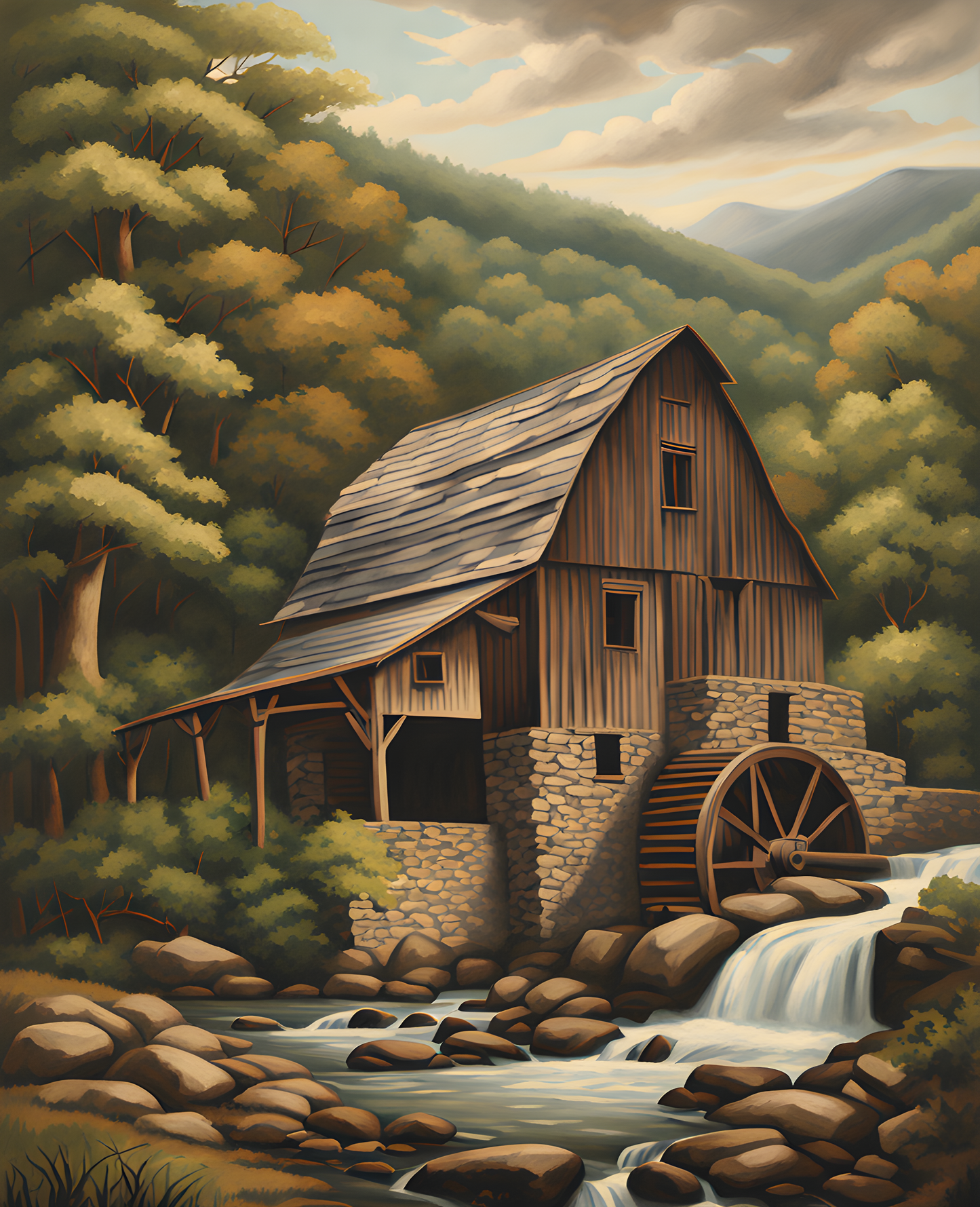 USA Great Places (131) - Historic Mill in Cades Cove, Tennessee - Van-Go Paint-By-Number Kit