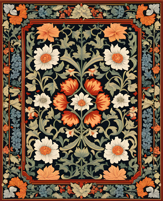 William Morris Style Collection PD (95) - Holland Park Carpet Fabric Pattern - Van-Go Paint-By-Number Kit