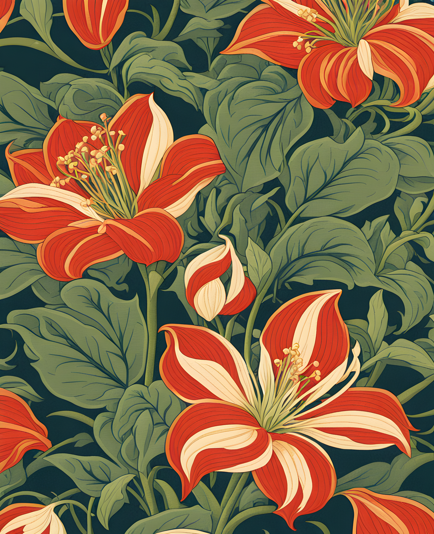 William Morris Style Collection PD (97) - Honeysuckle Fabric Pattern - Van-Go Paint-By-Number Kit