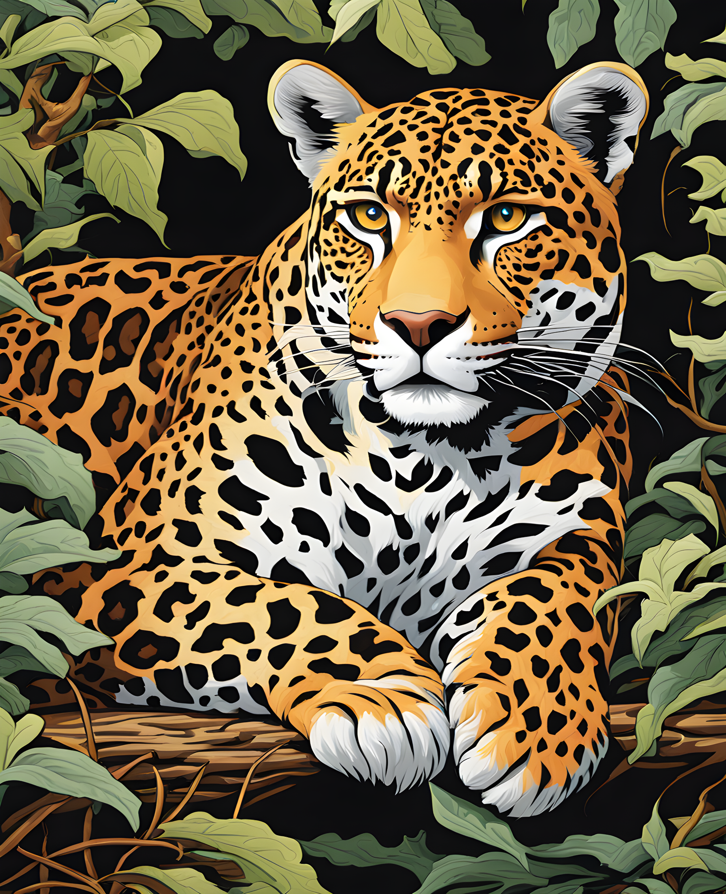 Painting by Numbers Kit of Hunting Jaguar Big Cat PD (6)