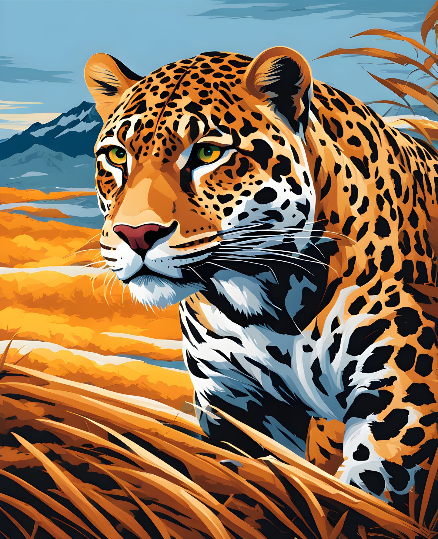 Painting by Numbers Kit of Hunting Jaguar Big Cat PD (8)