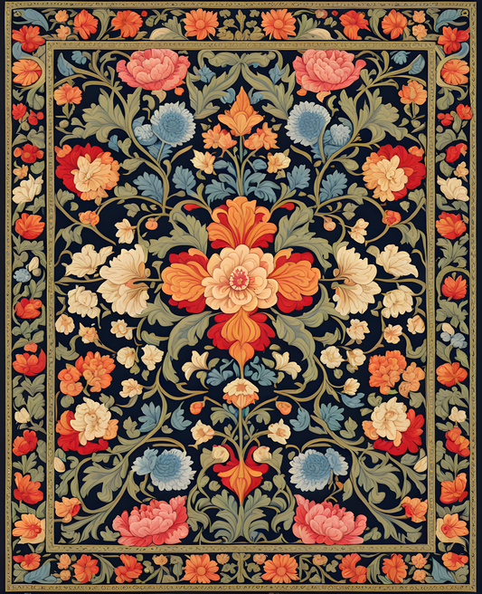 William Morris Style Collection PD (107) - Ispahan Carpet Fabric Pattern - Van-Go Paint-By-Number Kit