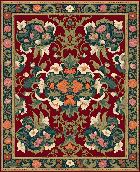 William Morris Style Collection PD (103) - Ispahan Carpet Fabric Pattern - Van-Go Paint-By-Number Kit