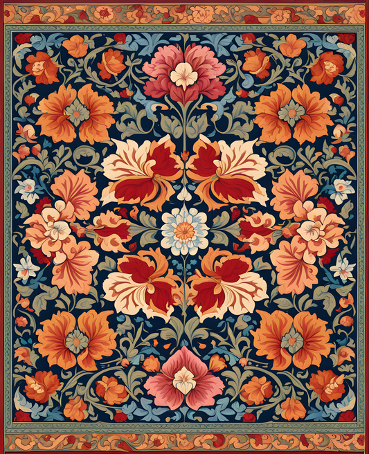 William Morris Style Collection PD (104) - Ispahan Carpet Fabric Pattern - Van-Go Paint-By-Number Kit
