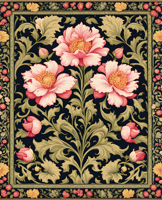 William Morris Style Collection PD (105) - Ispahan Carpet Fabric Pattern - Van-Go Paint-By-Number Kit