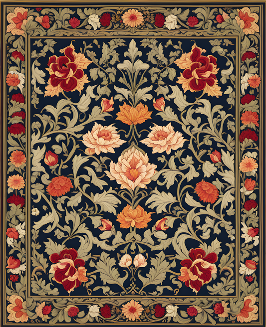 William Morris Style Collection PD (106) - Ispahan Carpet Fabric Pattern - Van-Go Paint-By-Number Kit