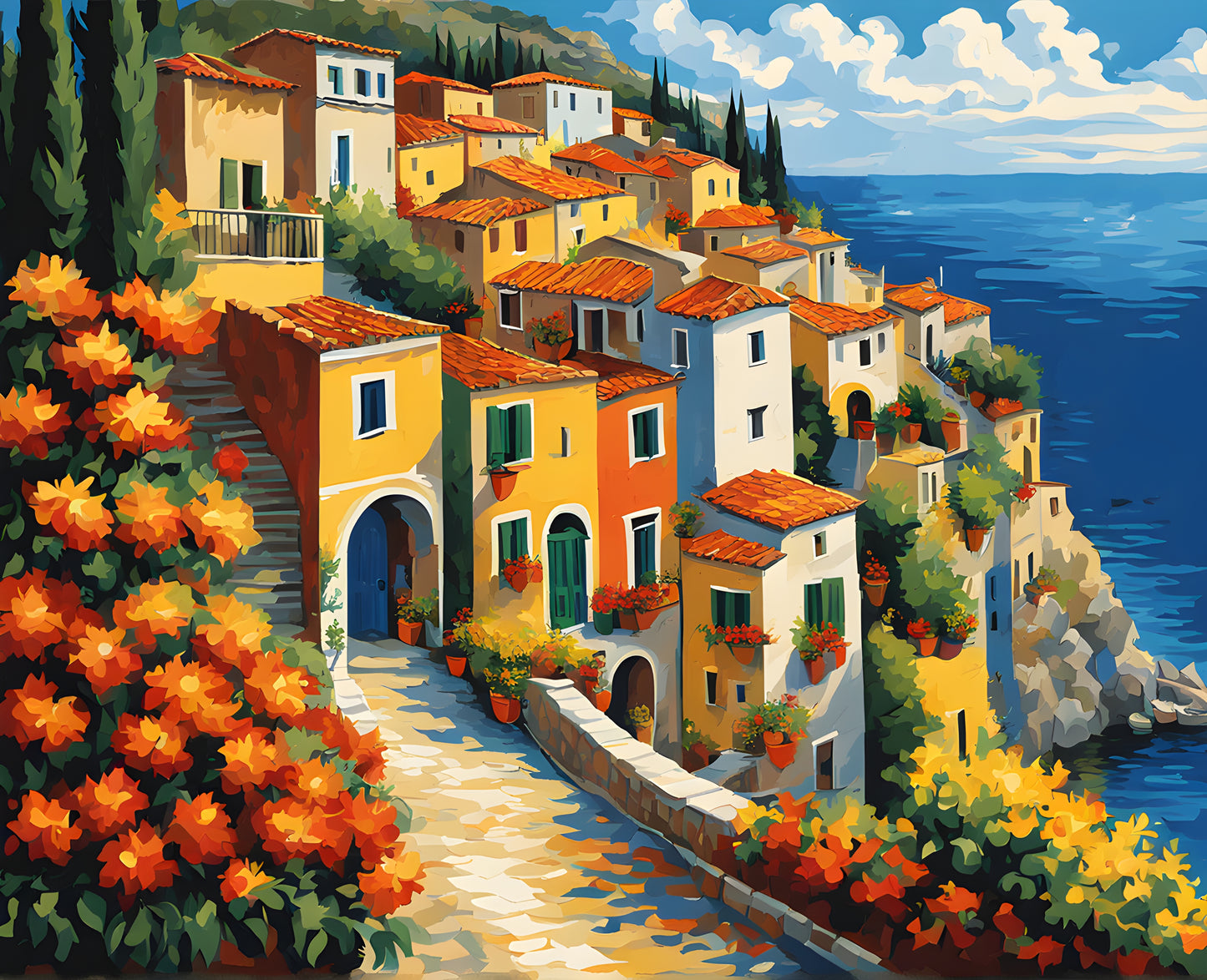 Italian Coastal Town PD (1) - Van-Go Paint-By-Number Kit