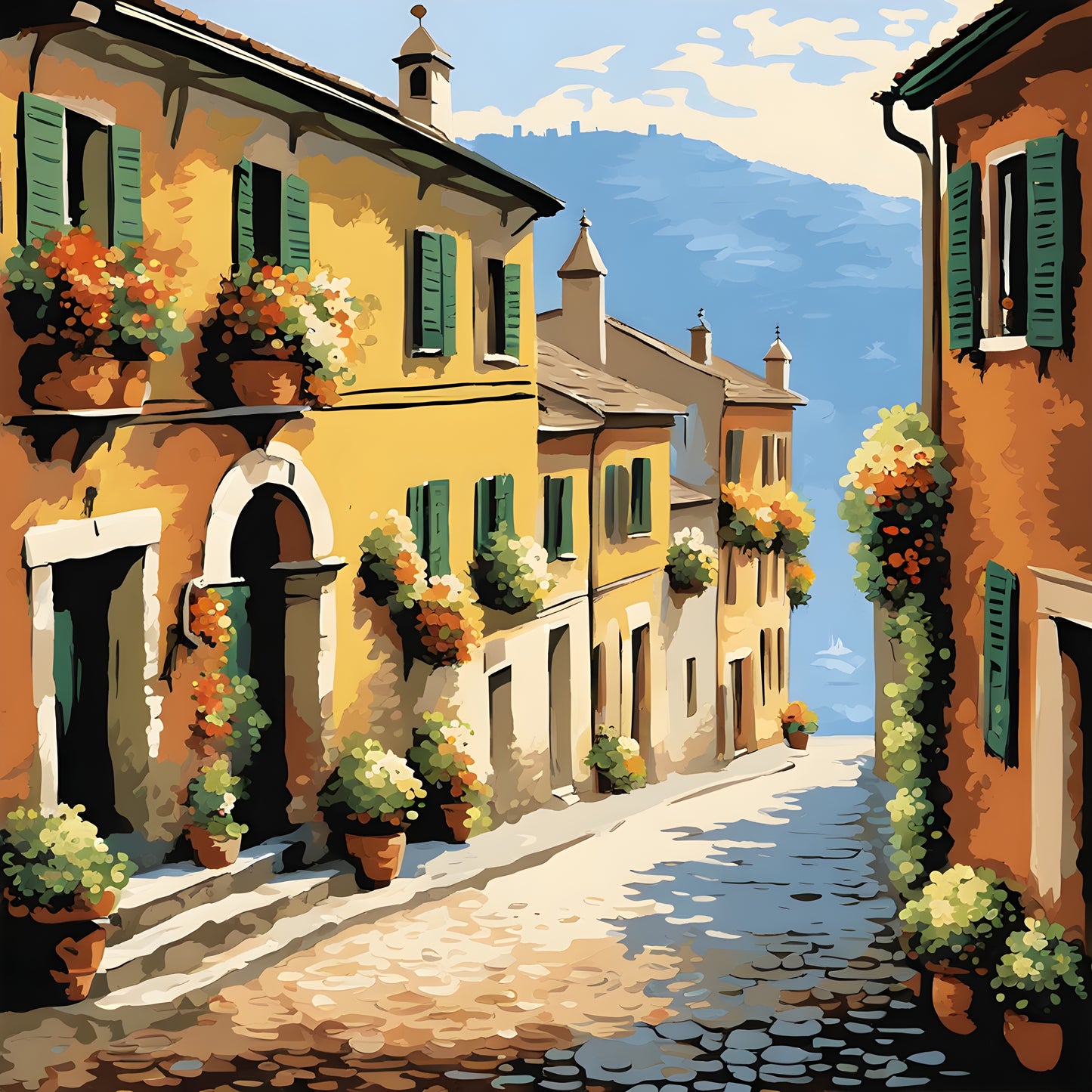 Italian Village Street Scene - Van-Go Paint-By-Number Kit