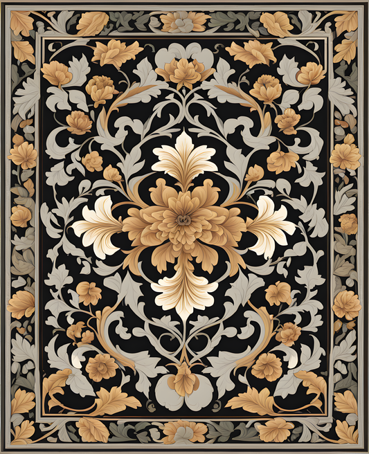 William Morris Style Collection PD (114) - Jakobine Grey Brown Fabric Pattern - Van-Go Paint-By-Number Kit