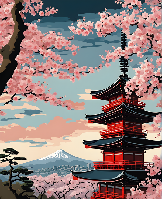 Amazing Places OD (124) - Japan in Cherry Blossom Season - Van-Go Paint-By-Number Kit
