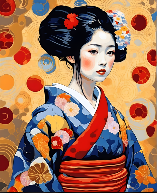 Japanese Kimono Girl (2) - Van-Go Paint-By-Number Kit