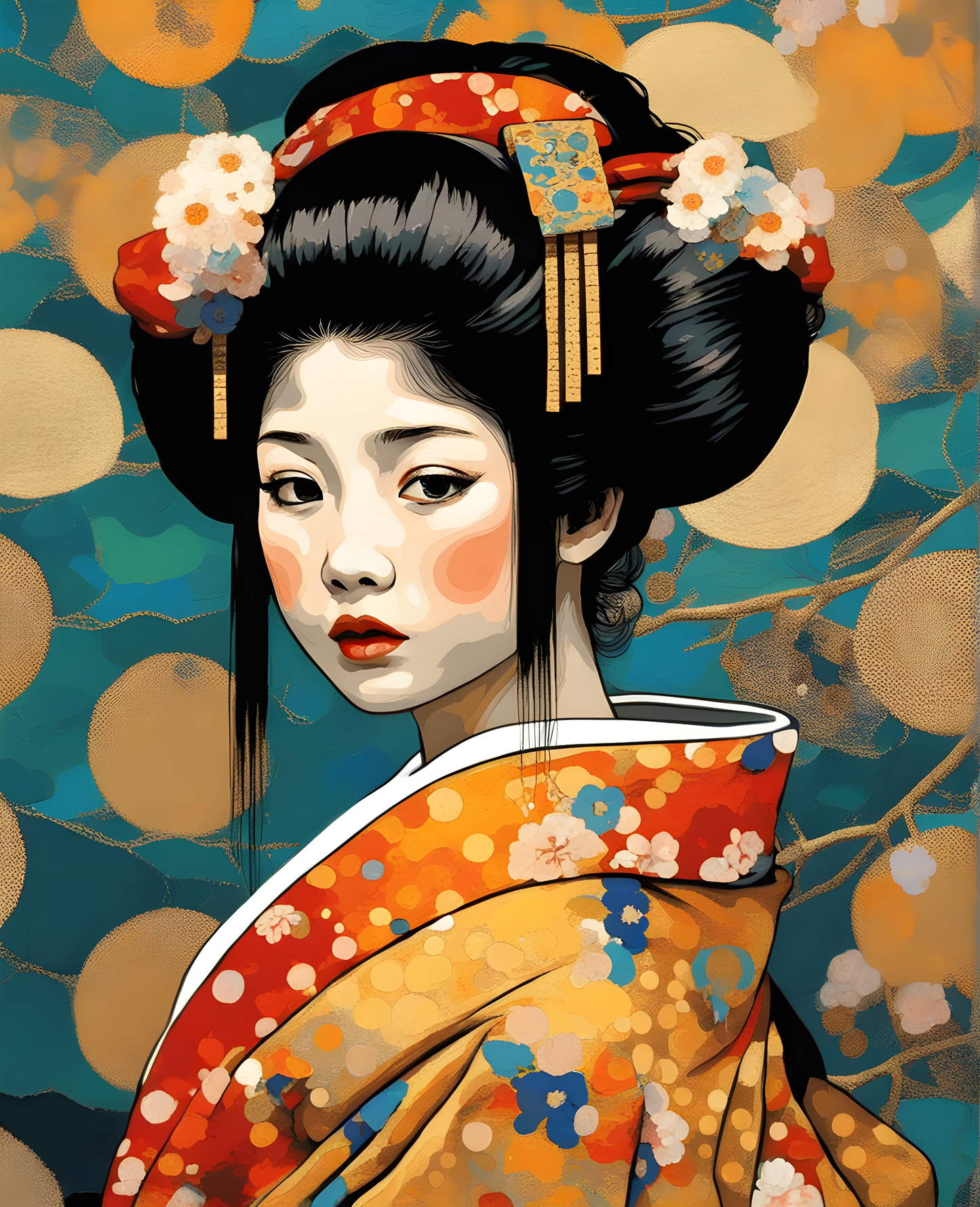 Japanese Kimono Girl (3) - Van-Go Paint-By-Number Kit
