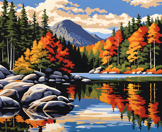 USA Great Places (107) - Jordan Pond, Acadia National Park - Van-Go Paint-By-Number Kit