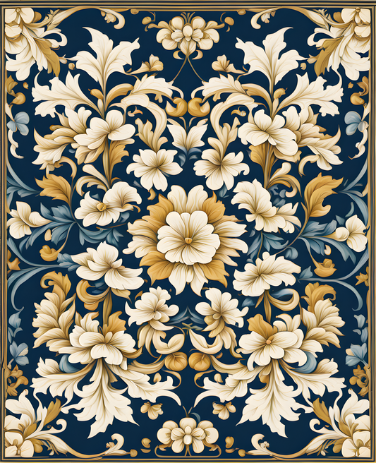 William Morris Style Collection PD (116) - Jorinde Cream White Fabric Pattern - Van-Go Paint-By-Number Kit