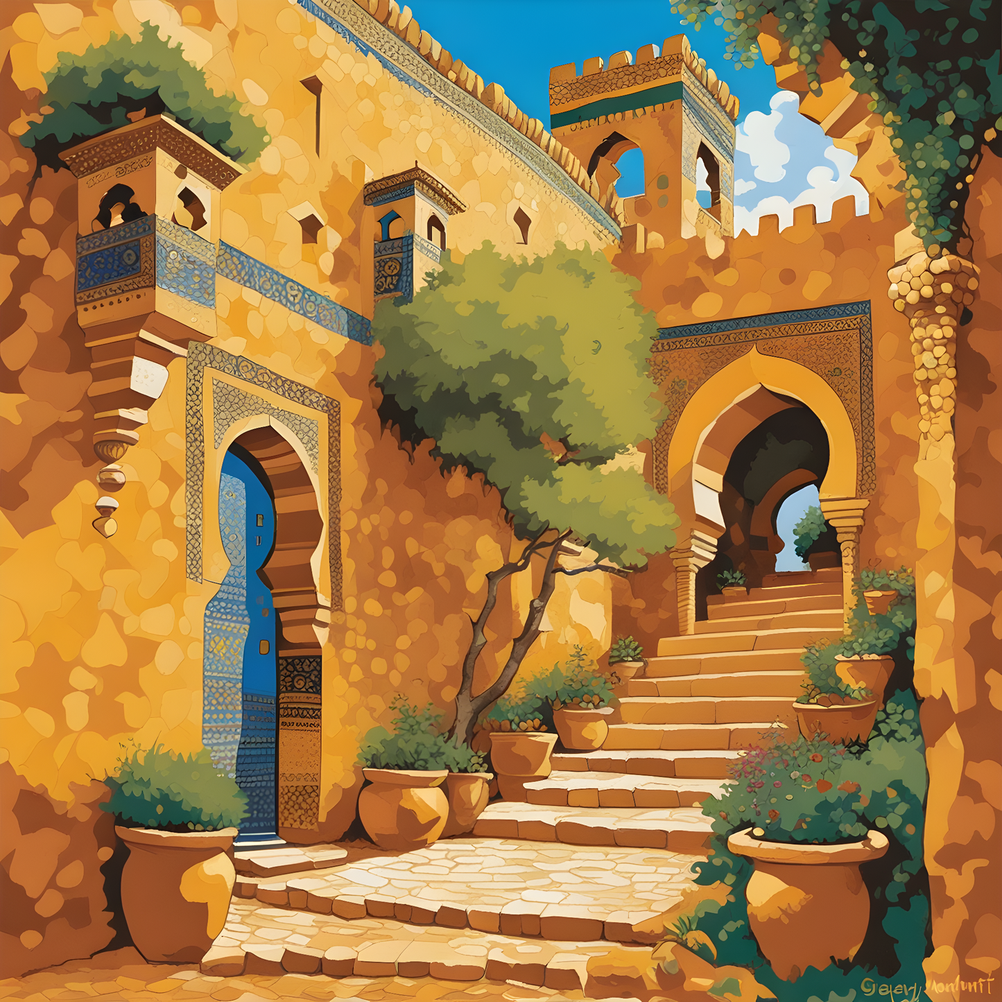 Morocco Collection PD (9) - Kasbah of the Udayas, Rabat, Morocco - Van-Go Paint-By-Number Kit