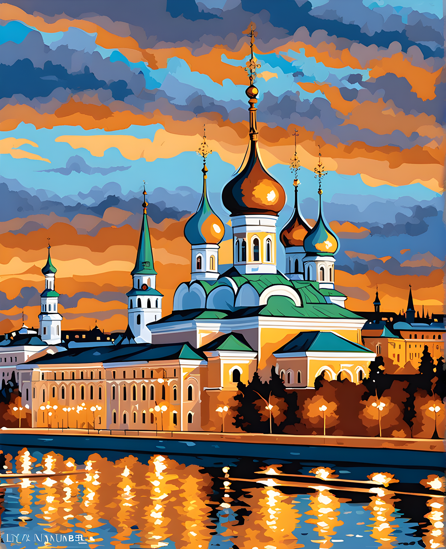 Kazan Kremlin at Sunset (2) - Van-Go Paint-By-Number Kit
