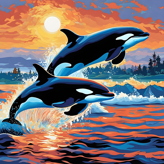 Killer whales (2) - Van-Go Paint-By-Number Kit