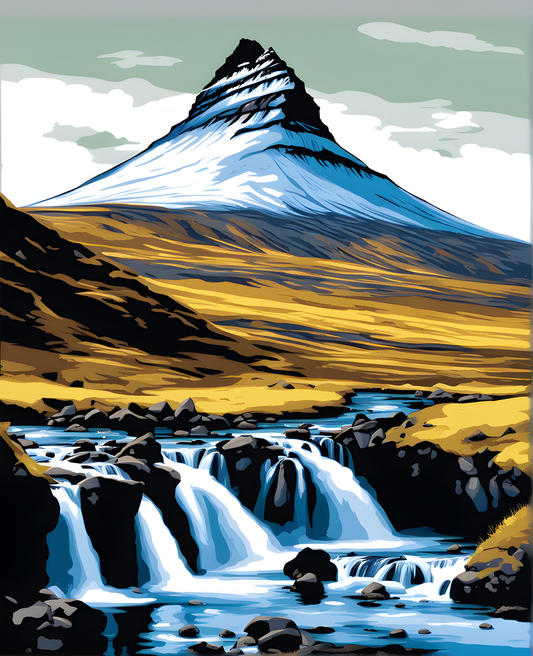 Iceland Collection PD (4) - Kirkjufellsfoss - Van-Go Paint-By-Number Kit